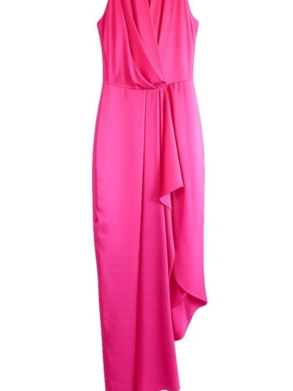Alex Marie Draped Maxi Dress Size 10 V-neck‎ Hot Pink NWT